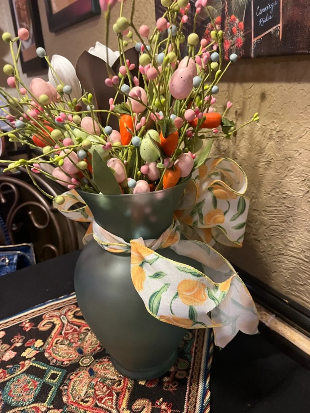 Floral Magnolia Spring Berry Arrangement with Yellow Ribbon - Home Accents